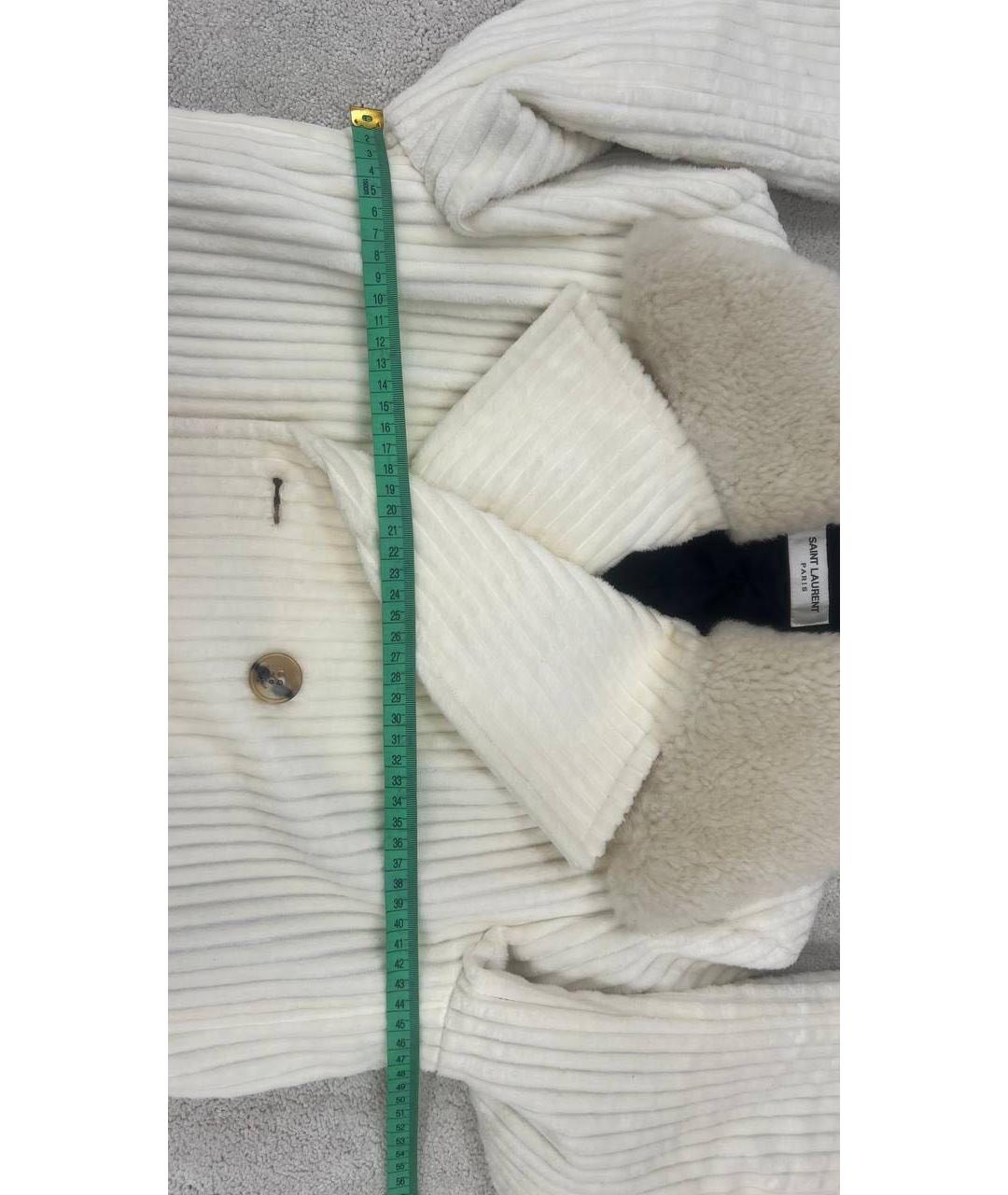 SAINT LAURENT Белое хлопковое пальто, фото 5