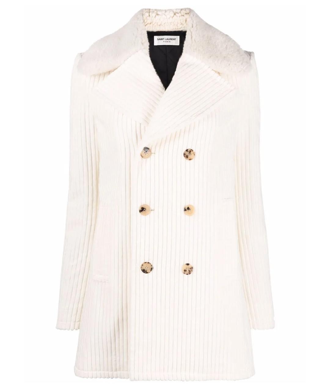 SAINT LAURENT Белое хлопковое пальто, фото 1