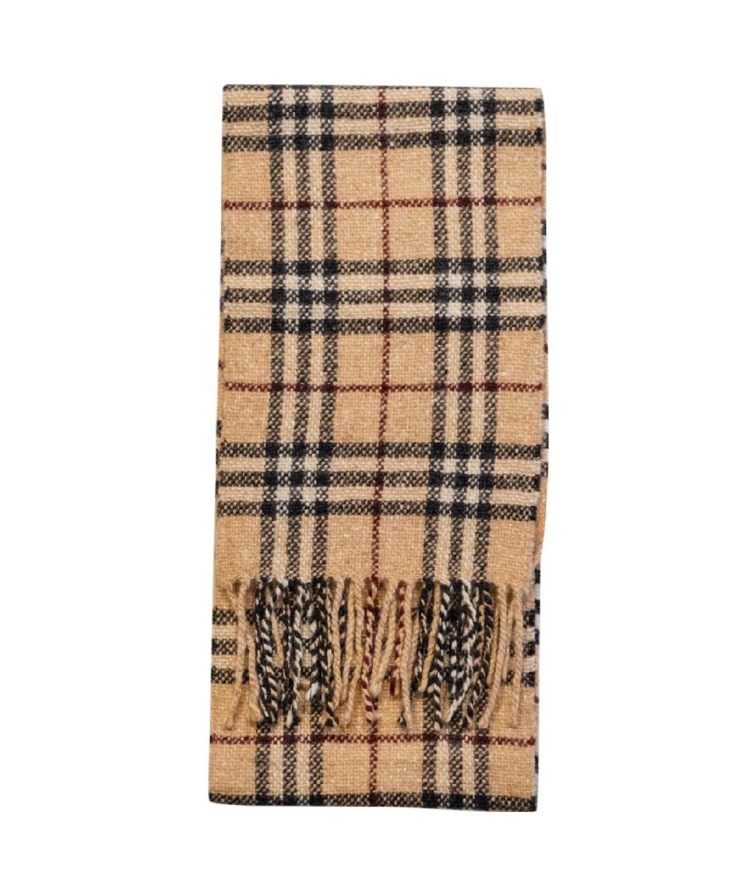BURBERRY Бежевый шерстяной шарф, фото 3