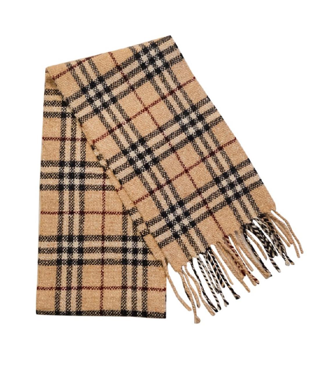 BURBERRY Бежевый шерстяной шарф, фото 2