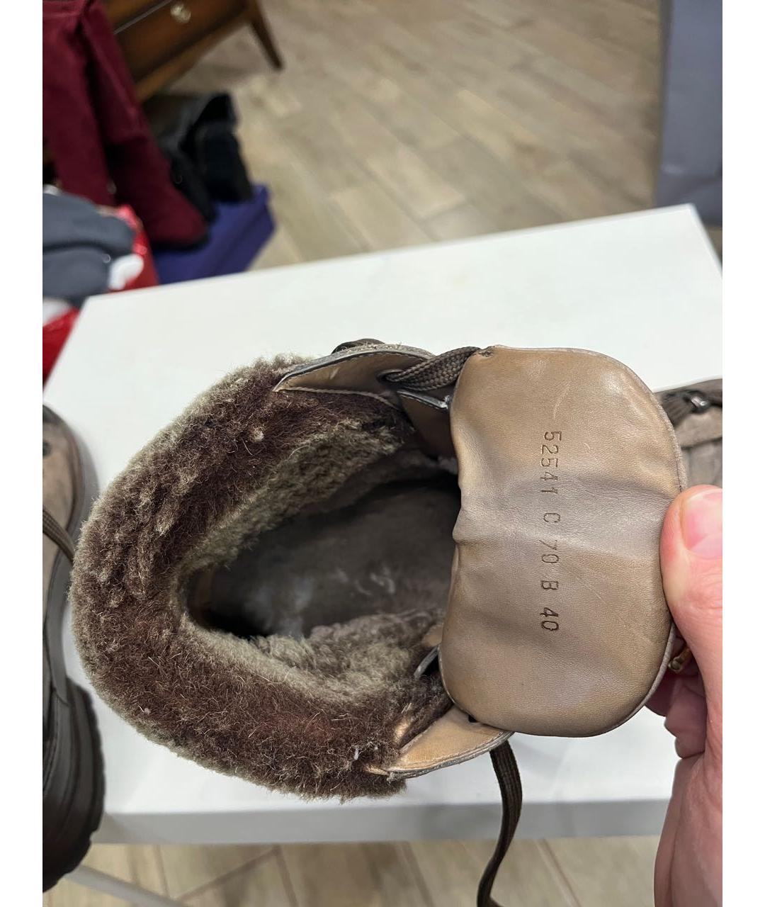 SANTONI Коричневые кожаные высокие ботинки, фото 6