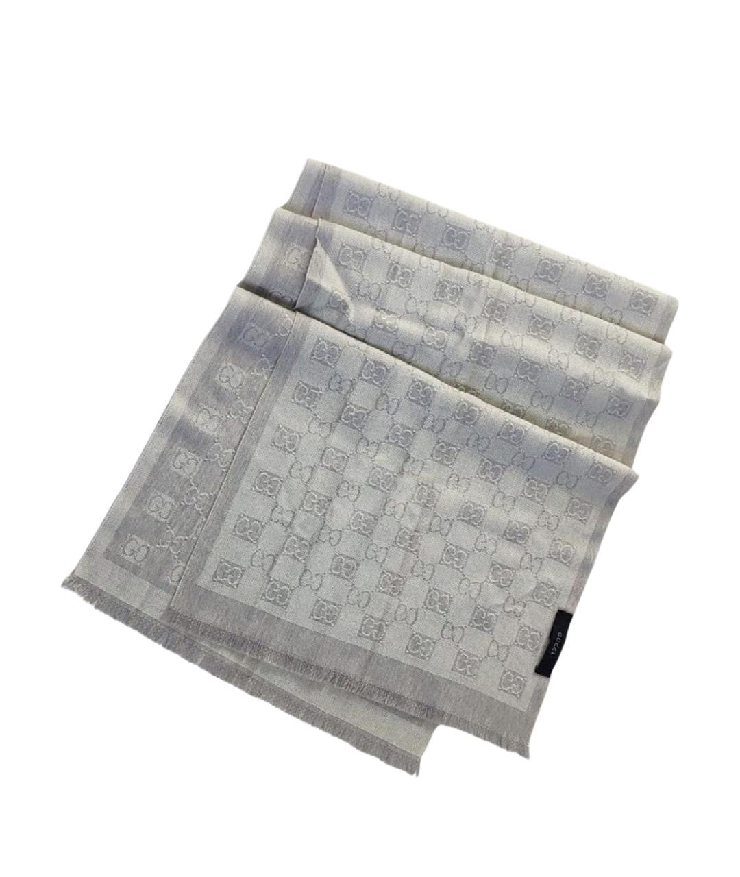 GUCCI Серый шерстяной шарф, фото 1