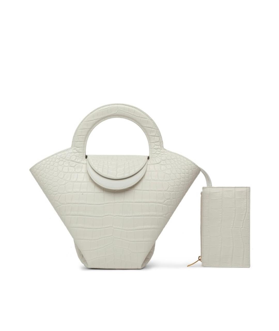 BOTTEGA VENETA Белая кожаная сумка с короткими ручками, фото 3