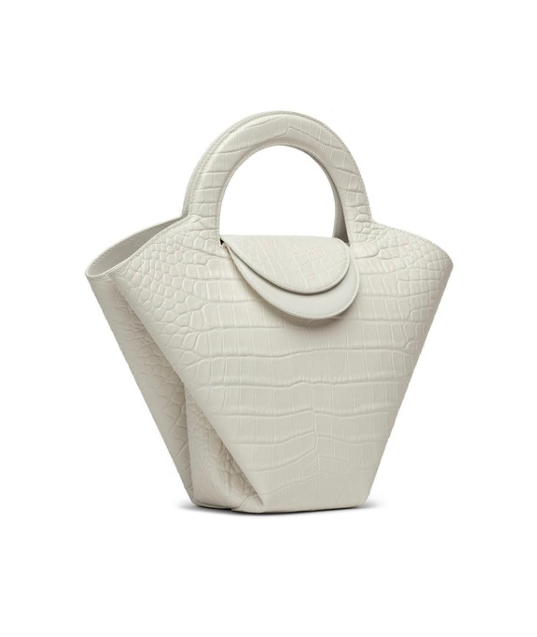 BOTTEGA VENETA Белая кожаная сумка с короткими ручками, фото 2