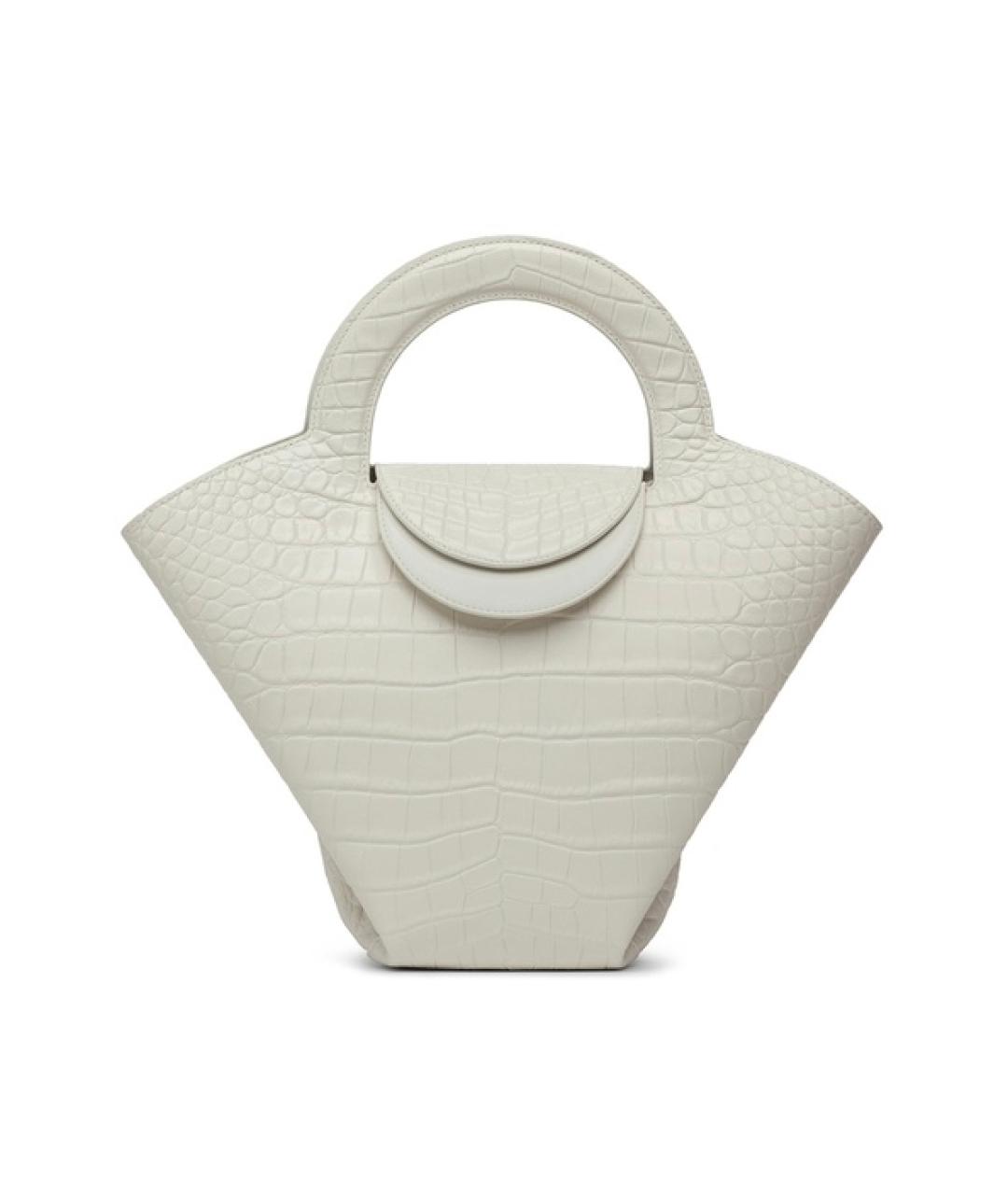 BOTTEGA VENETA Белая кожаная сумка с короткими ручками, фото 4