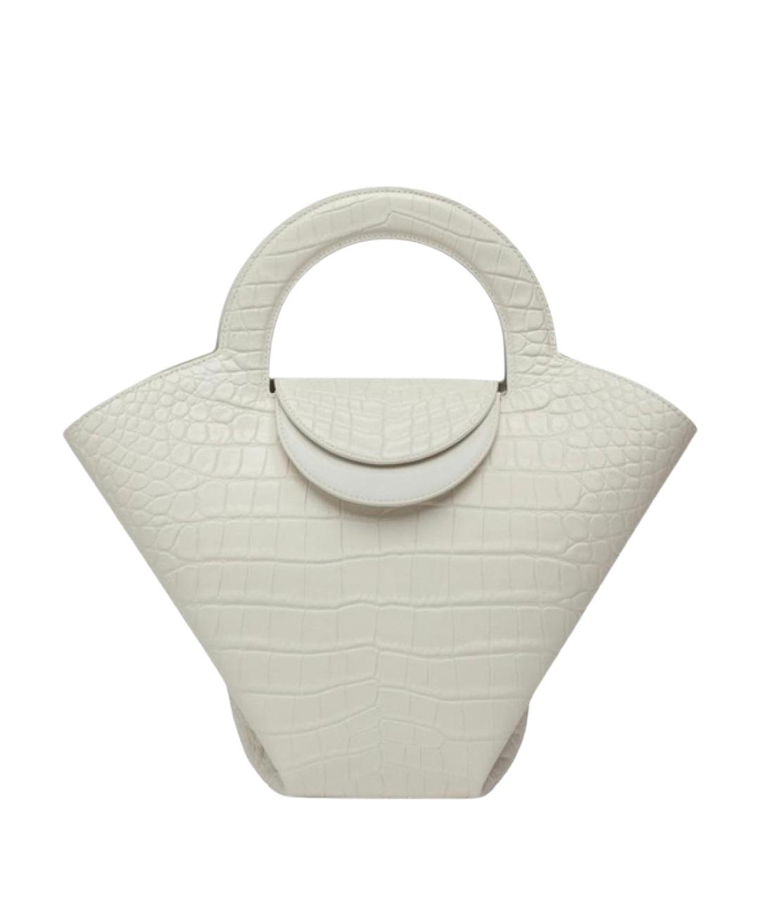 BOTTEGA VENETA Белая кожаная сумка с короткими ручками, фото 1