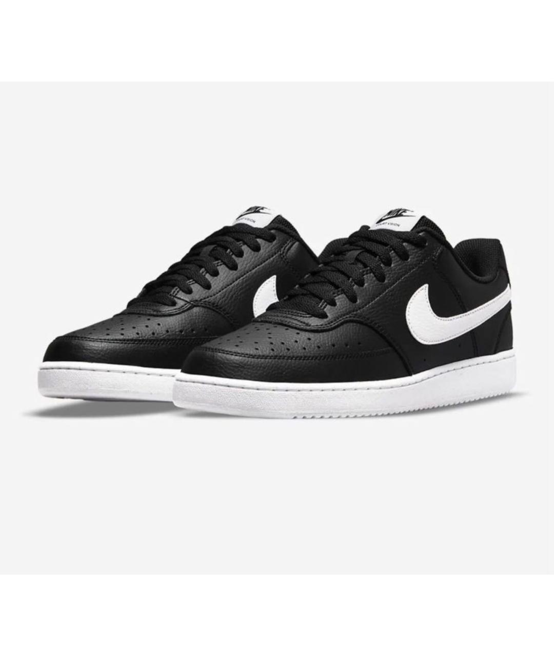 NIKE Черные кожаные низкие кроссовки / кеды, фото 6