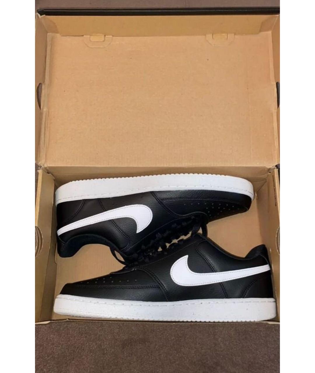 NIKE Черные кожаные низкие кроссовки / кеды, фото 5