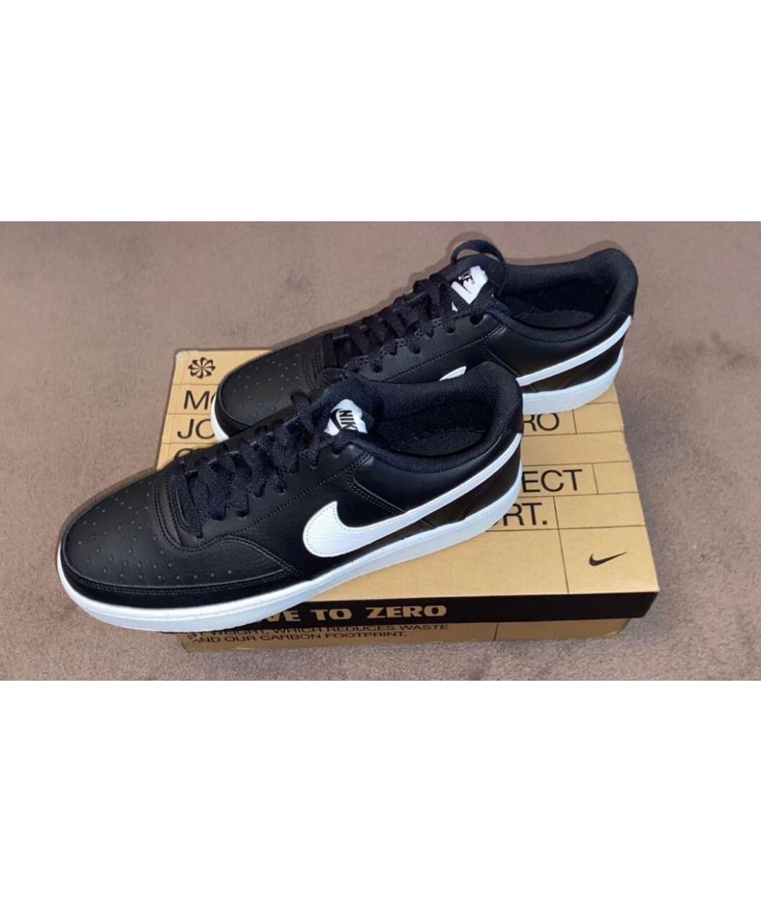 NIKE Черные кожаные низкие кроссовки / кеды, фото 4