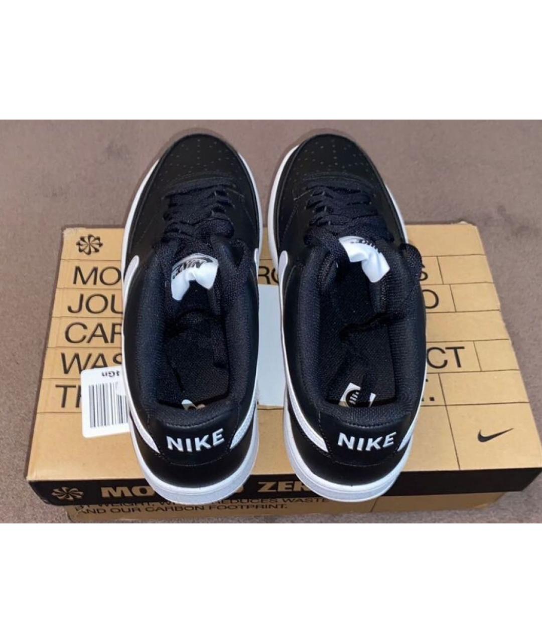 NIKE Черные кожаные низкие кроссовки / кеды, фото 3