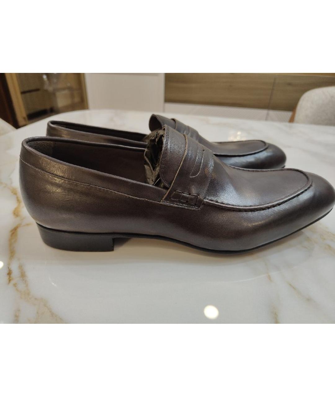 SAINT LAURENT Коричневые кожаные мокасины, фото 9