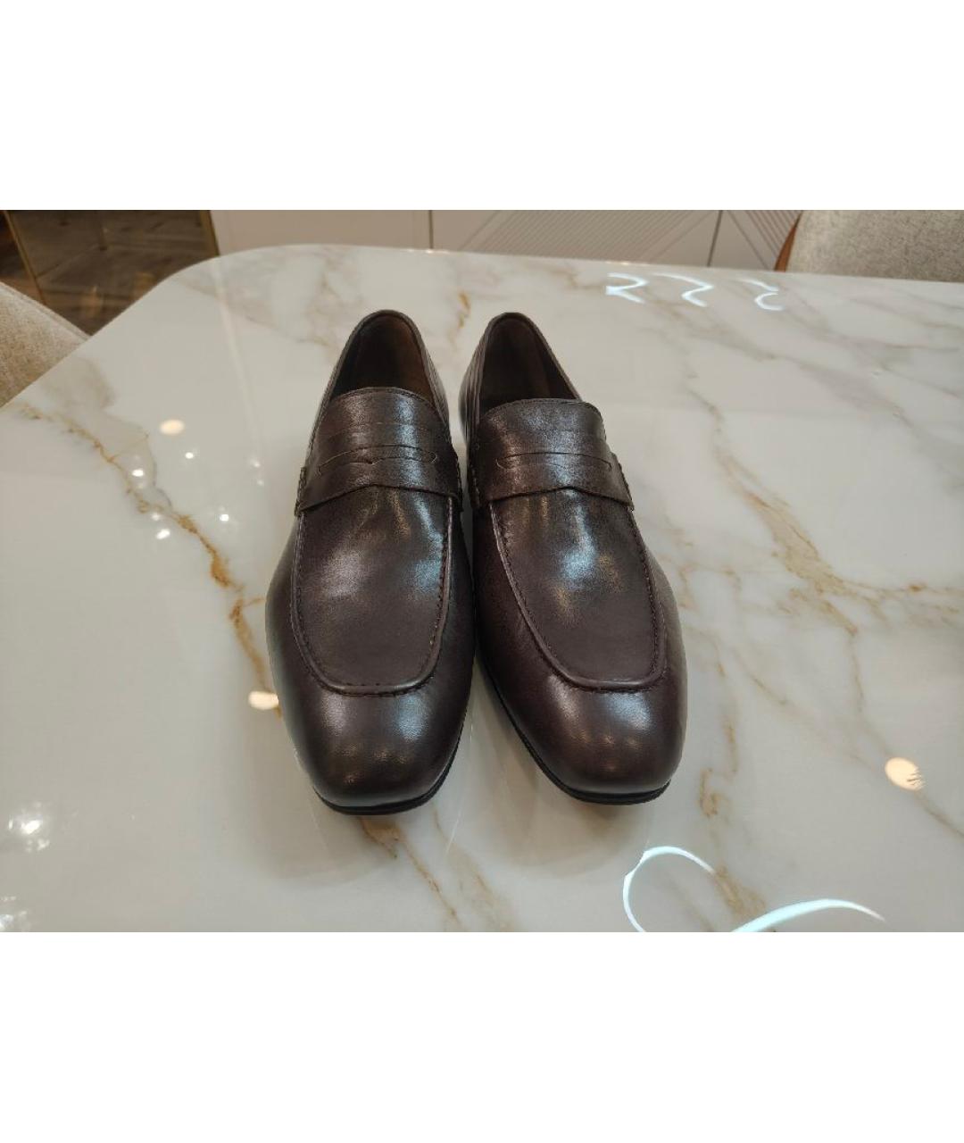 SAINT LAURENT Коричневые кожаные мокасины, фото 7