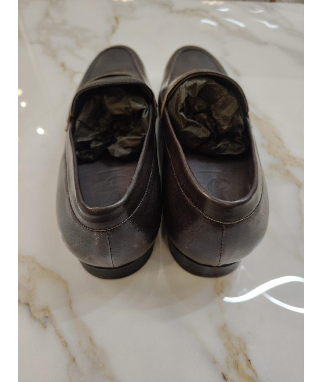 SAINT LAURENT Коричневые кожаные мокасины, фото 4