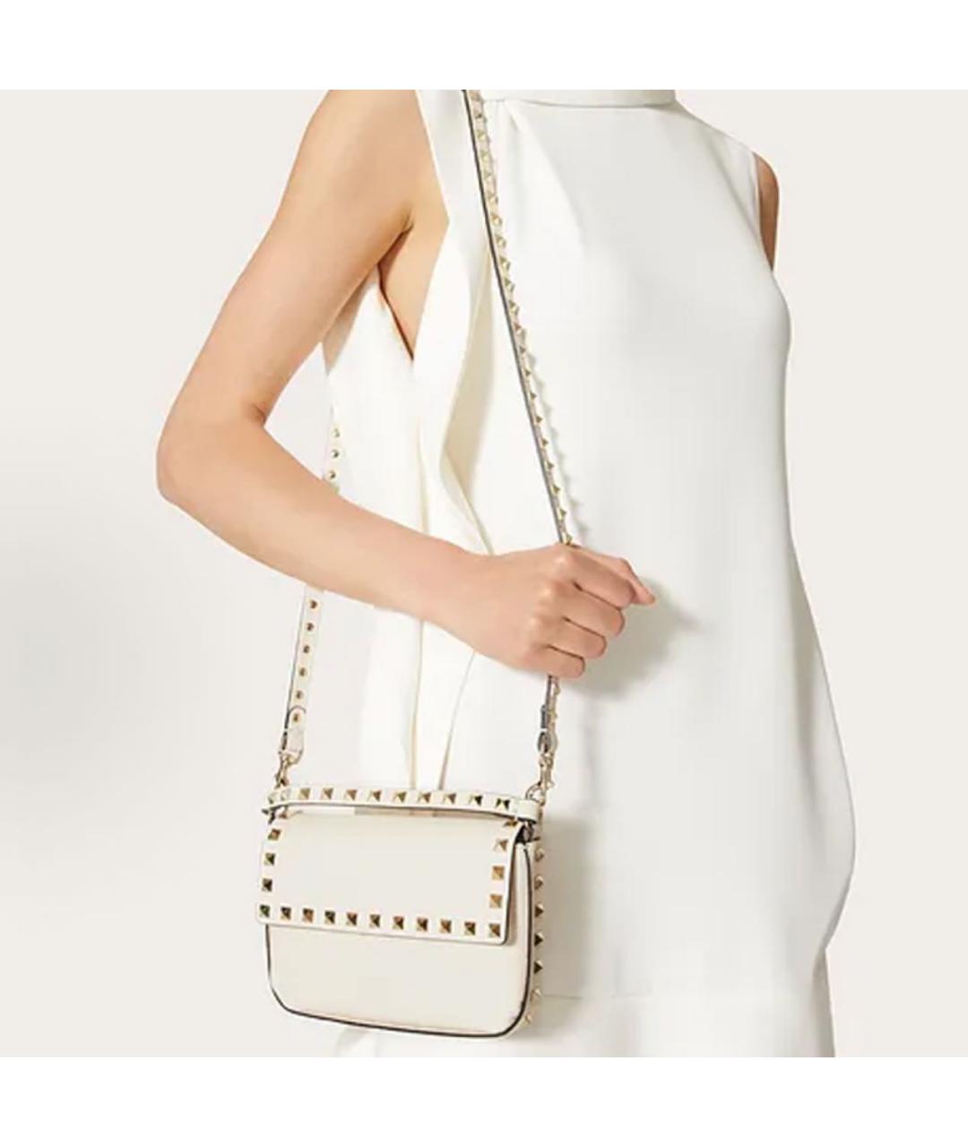 VALENTINO Белая кожаная сумка через плечо, фото 4