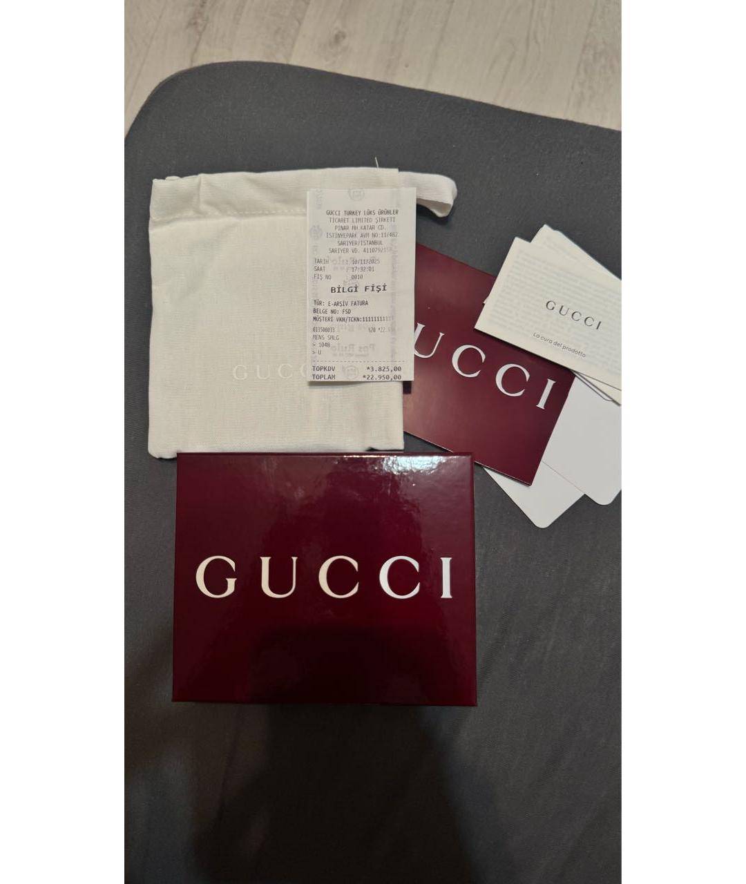 GUCCI Серый кожаный кошелек, фото 4