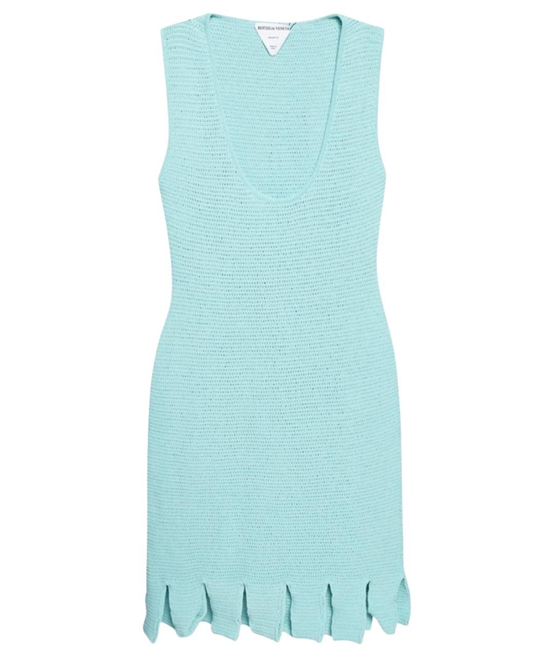 BOTTEGA VENETA Голубое хлопко-эластановое коктейльное платье, фото 1