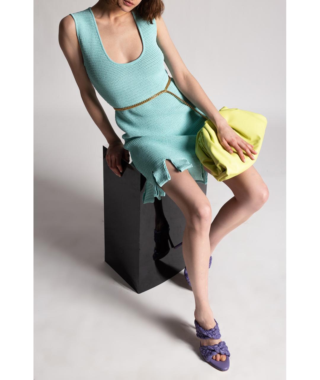 BOTTEGA VENETA Голубое хлопко-эластановое коктейльное платье, фото 2