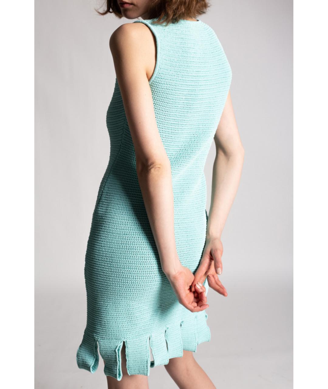 BOTTEGA VENETA Голубое хлопко-эластановое коктейльное платье, фото 4