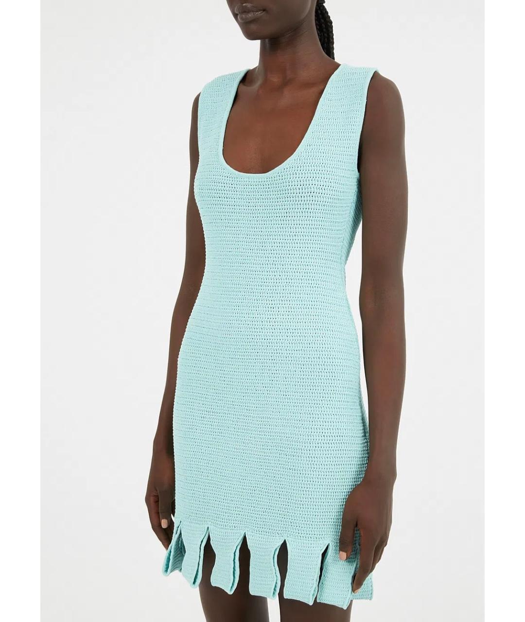 BOTTEGA VENETA Голубое хлопко-эластановое коктейльное платье, фото 7