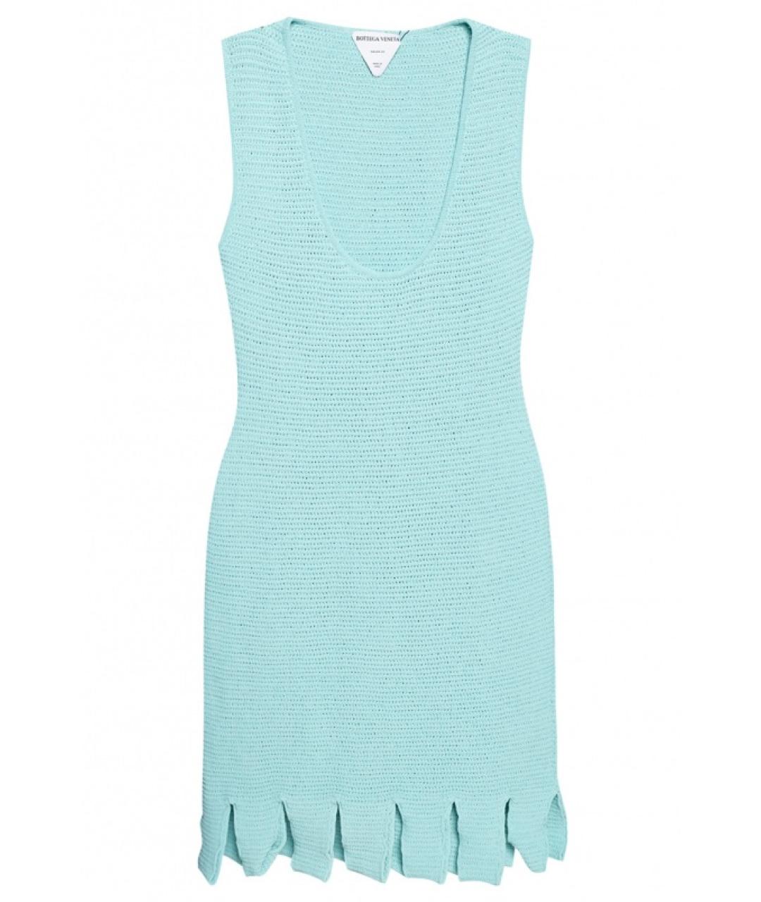 BOTTEGA VENETA Голубое хлопко-эластановое коктейльное платье, фото 9