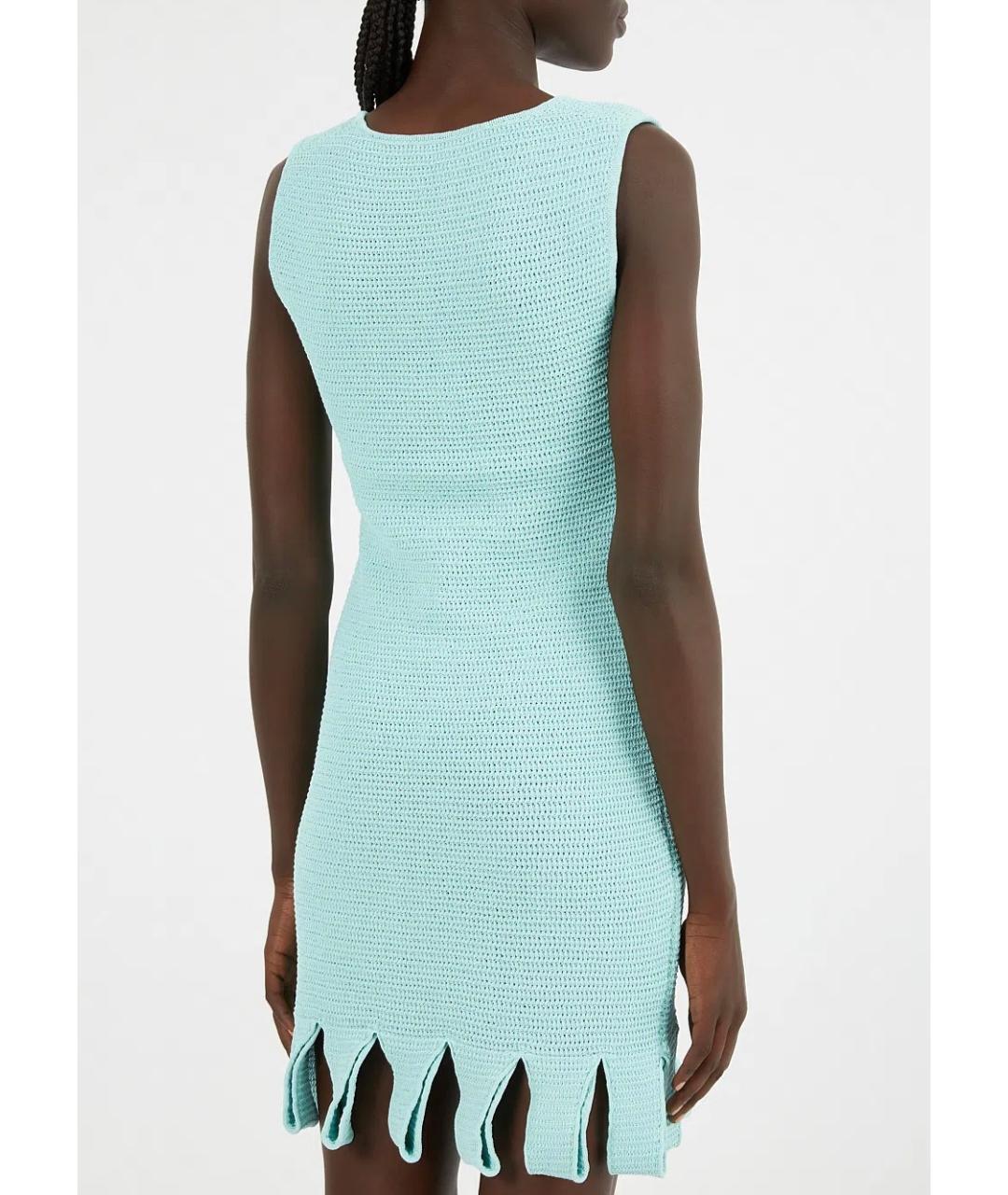 BOTTEGA VENETA Голубое хлопко-эластановое коктейльное платье, фото 8