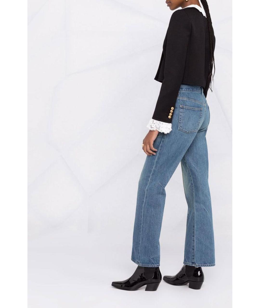 SAINT LAURENT Голубые хлопко-эластановые прямые джинсы, фото 3