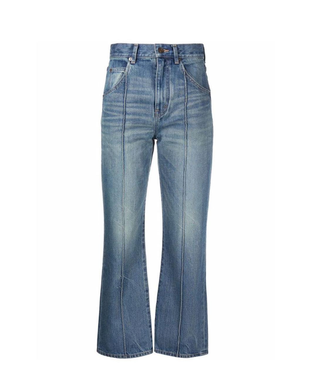 SAINT LAURENT Голубые хлопко-эластановые прямые джинсы, фото 6