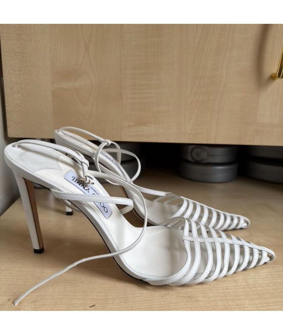 JIMMY CHOO Белые кожаные босоножки, фото 9