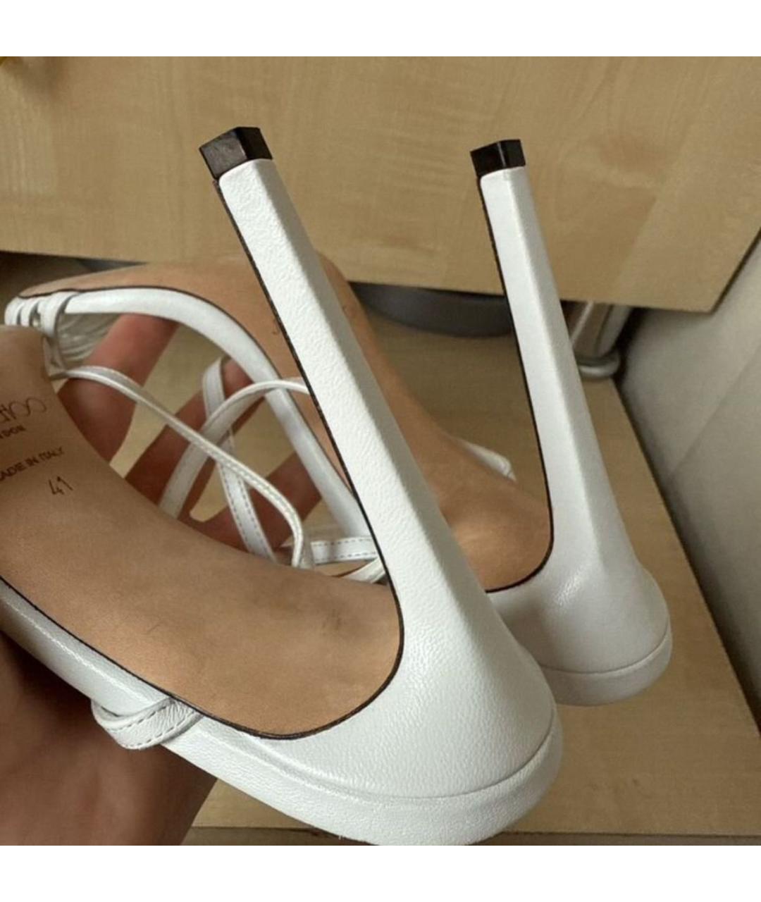 JIMMY CHOO Белые кожаные босоножки, фото 4