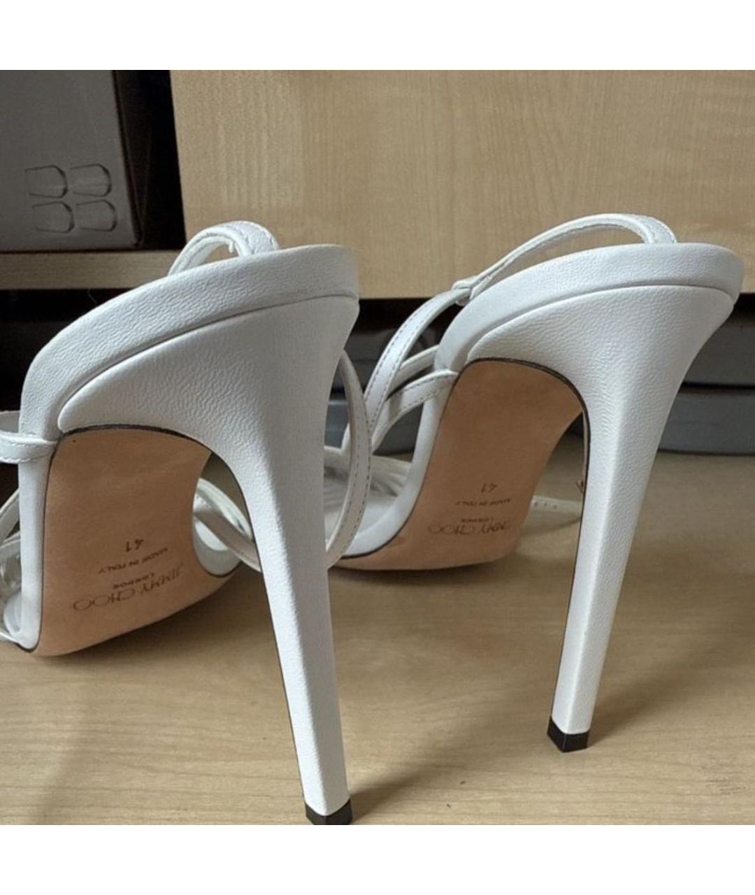 JIMMY CHOO Белые кожаные босоножки, фото 3