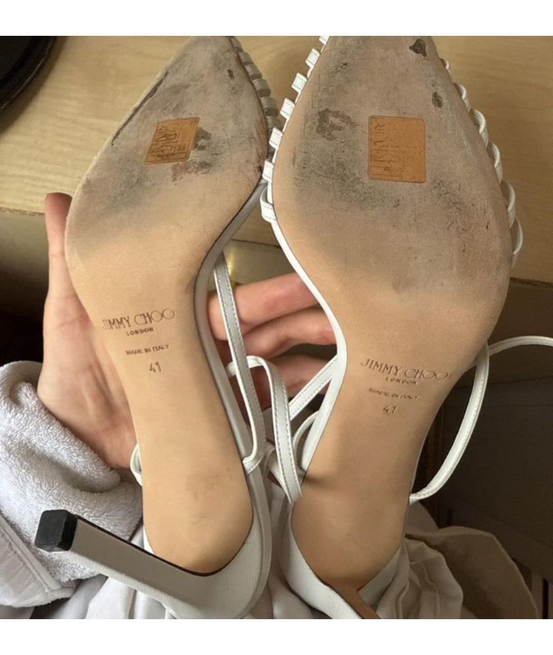 JIMMY CHOO Белые кожаные босоножки, фото 5