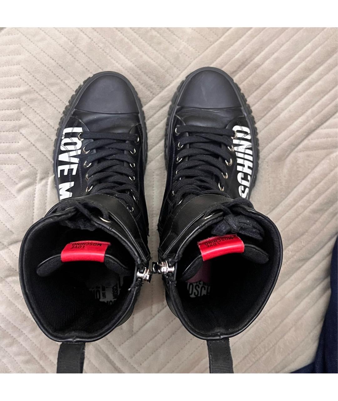 LOVE MOSCHINO Черные кожаные ботинки, фото 3