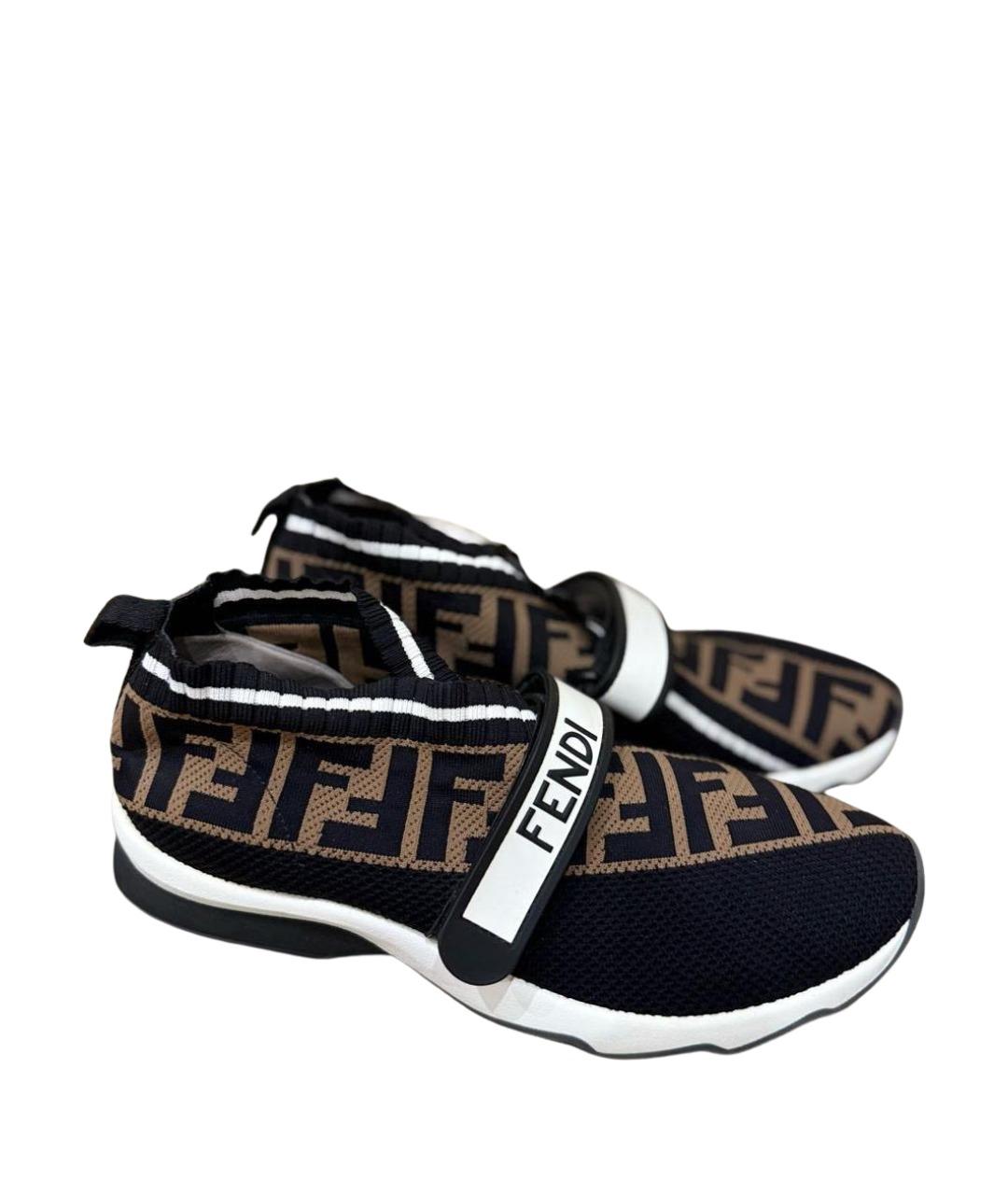 FENDI Черные текстильные кроссовки, фото 1