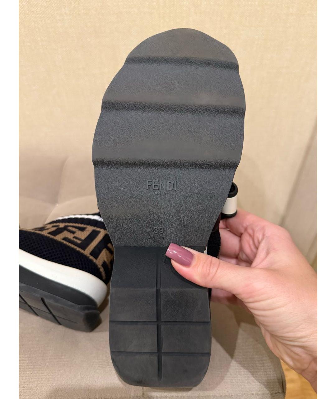 FENDI Черные текстильные кроссовки, фото 7