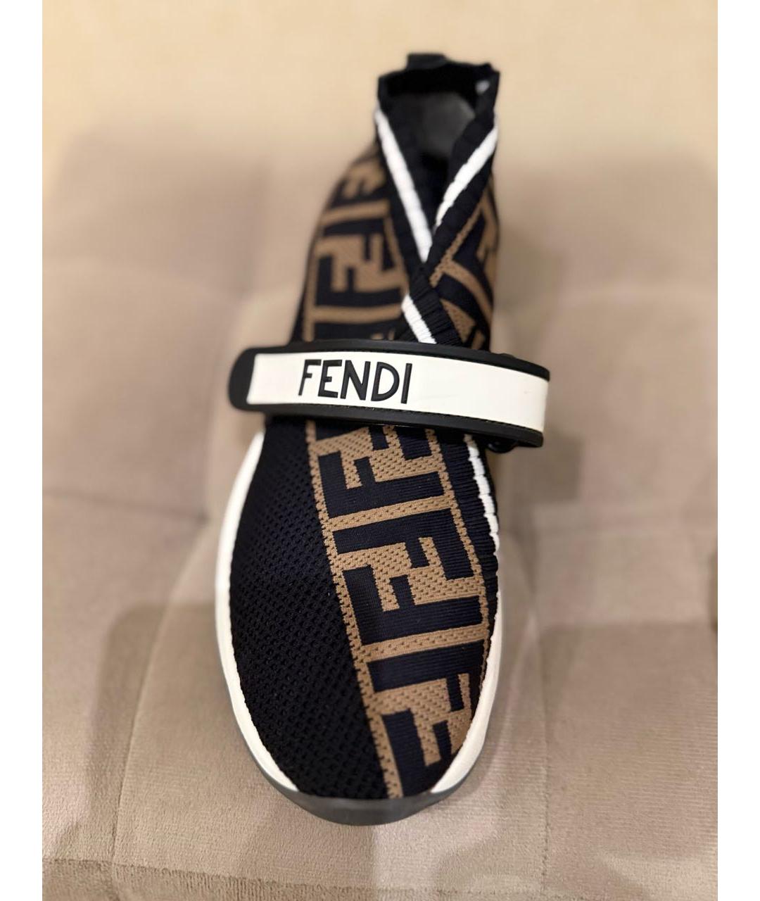 FENDI Черные текстильные кроссовки, фото 6