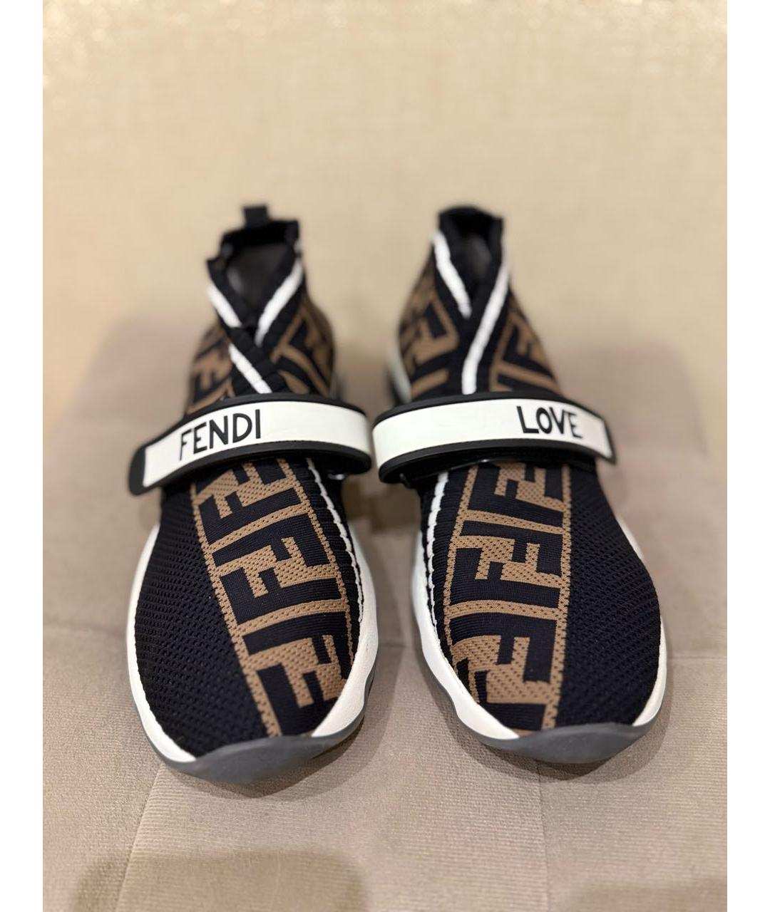 FENDI Черные текстильные кроссовки, фото 2