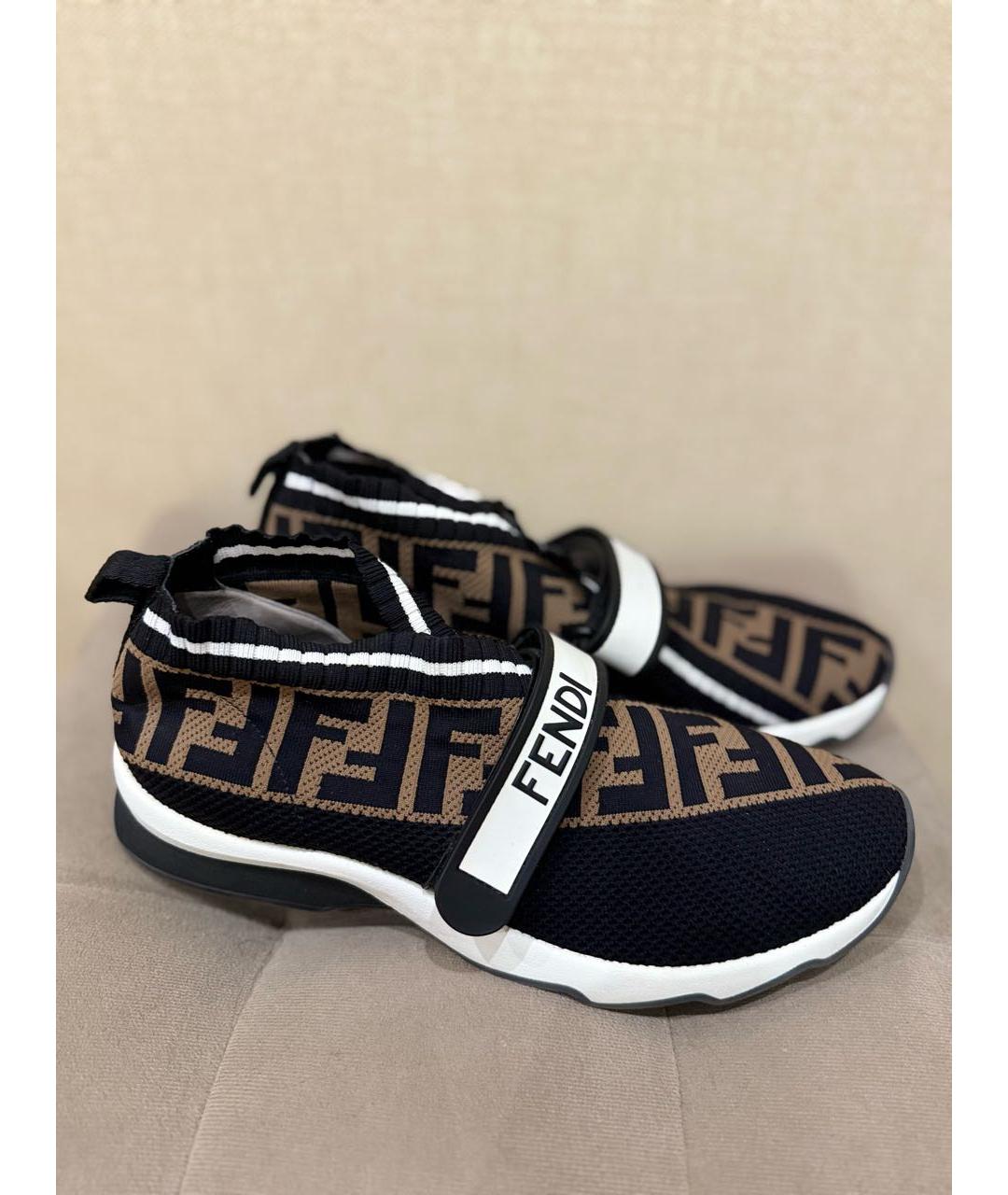 FENDI Черные текстильные кроссовки, фото 8