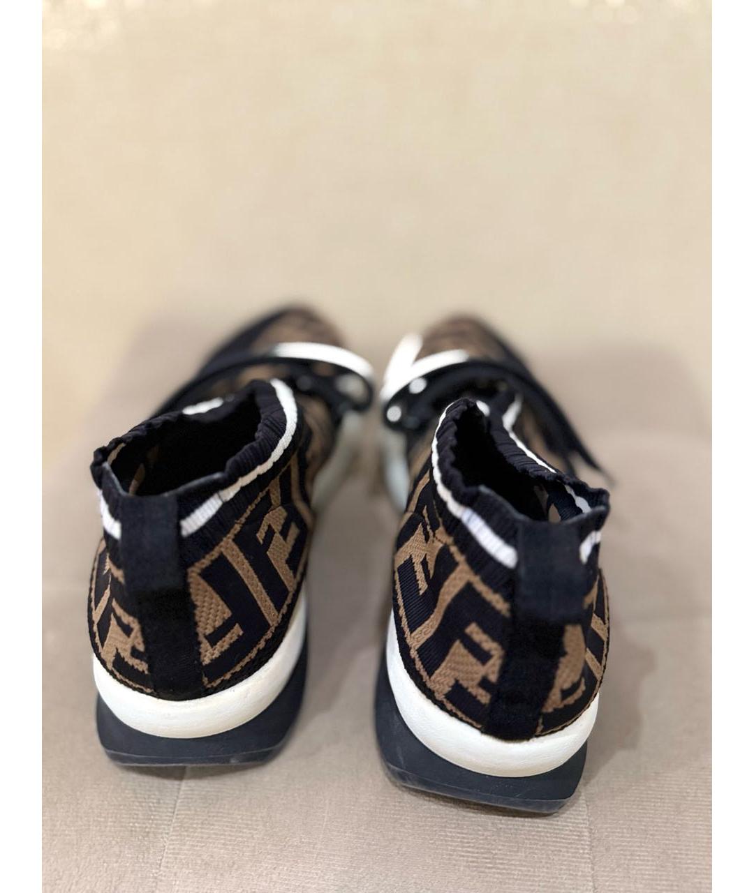 FENDI Черные текстильные кроссовки, фото 4