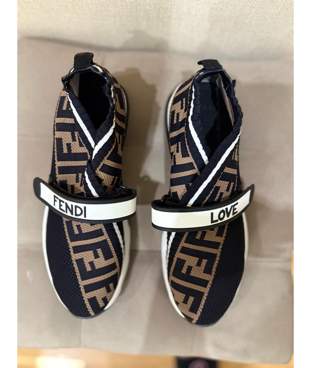 FENDI Черные текстильные кроссовки, фото 3