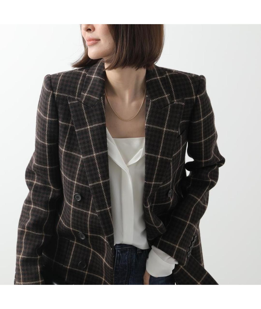 SAINT LAURENT Коричневый шерстяной жакет/пиджак, фото 3