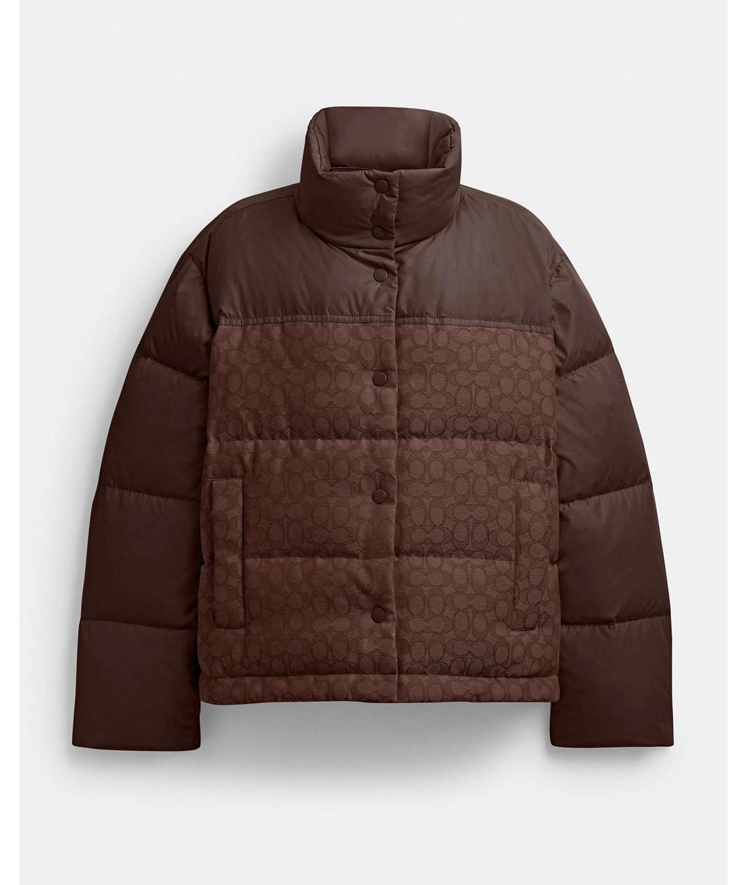 COACH Коричневый полиэстеровый пуховик, фото 4