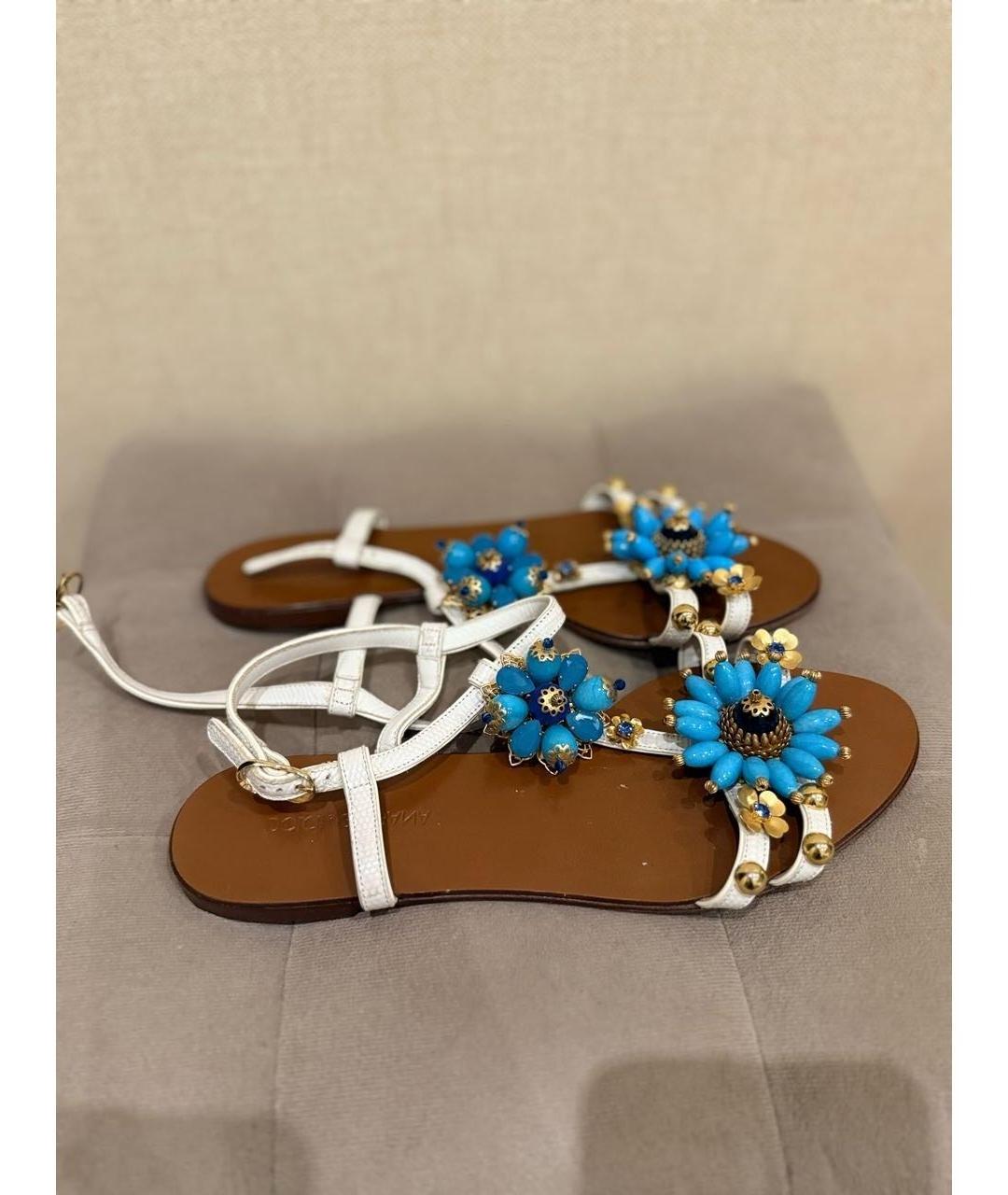 DOLCE&GABBANA Бежевые кожаные босоножки, фото 6