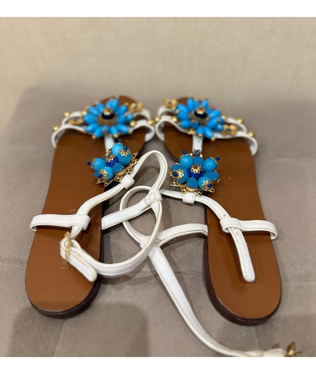 DOLCE&GABBANA Бежевые кожаные босоножки, фото 3