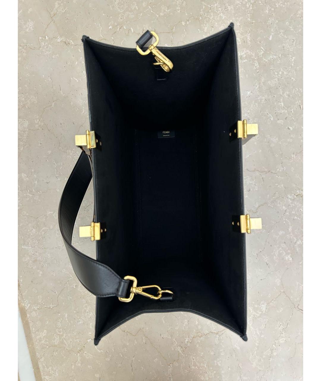 FENDI Черная кожаная сумка с короткими ручками, фото 4