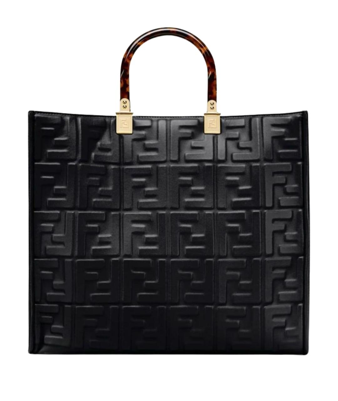 FENDI Черная кожаная сумка с короткими ручками, фото 1