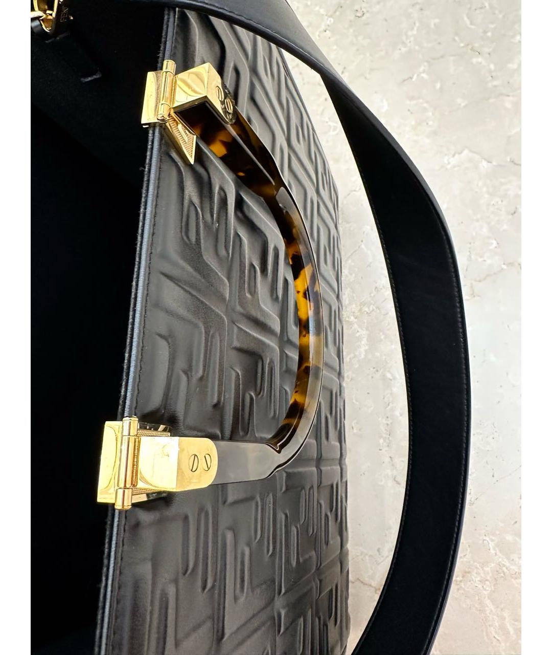 FENDI Черная кожаная сумка с короткими ручками, фото 6