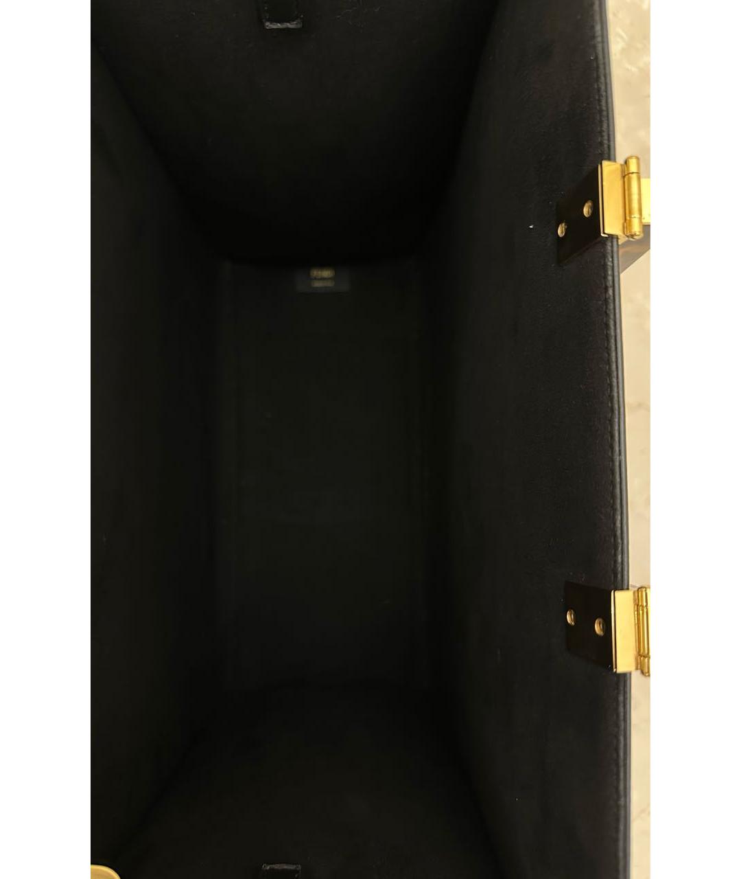 FENDI Черная кожаная сумка с короткими ручками, фото 5