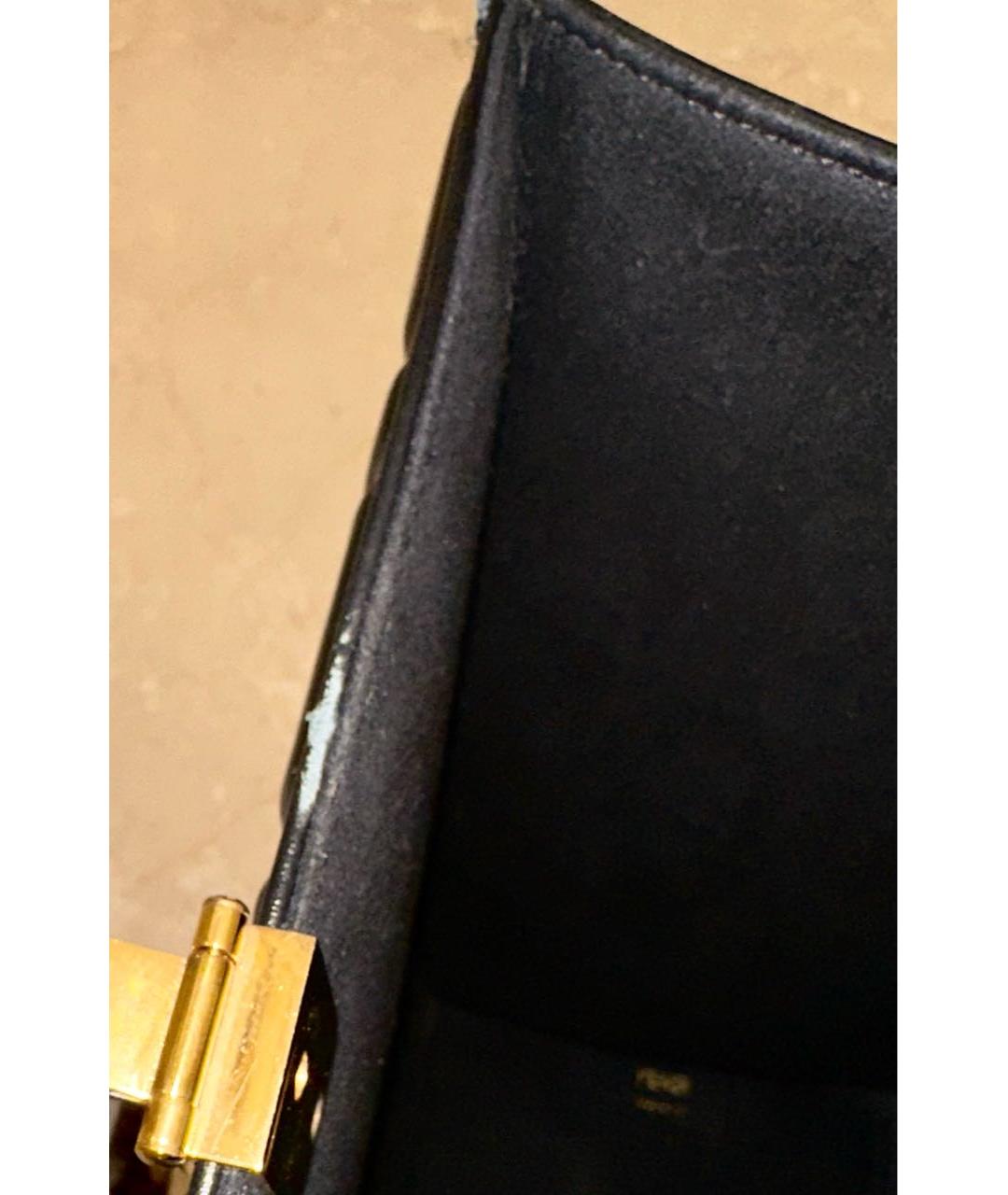 FENDI Черная кожаная сумка с короткими ручками, фото 7