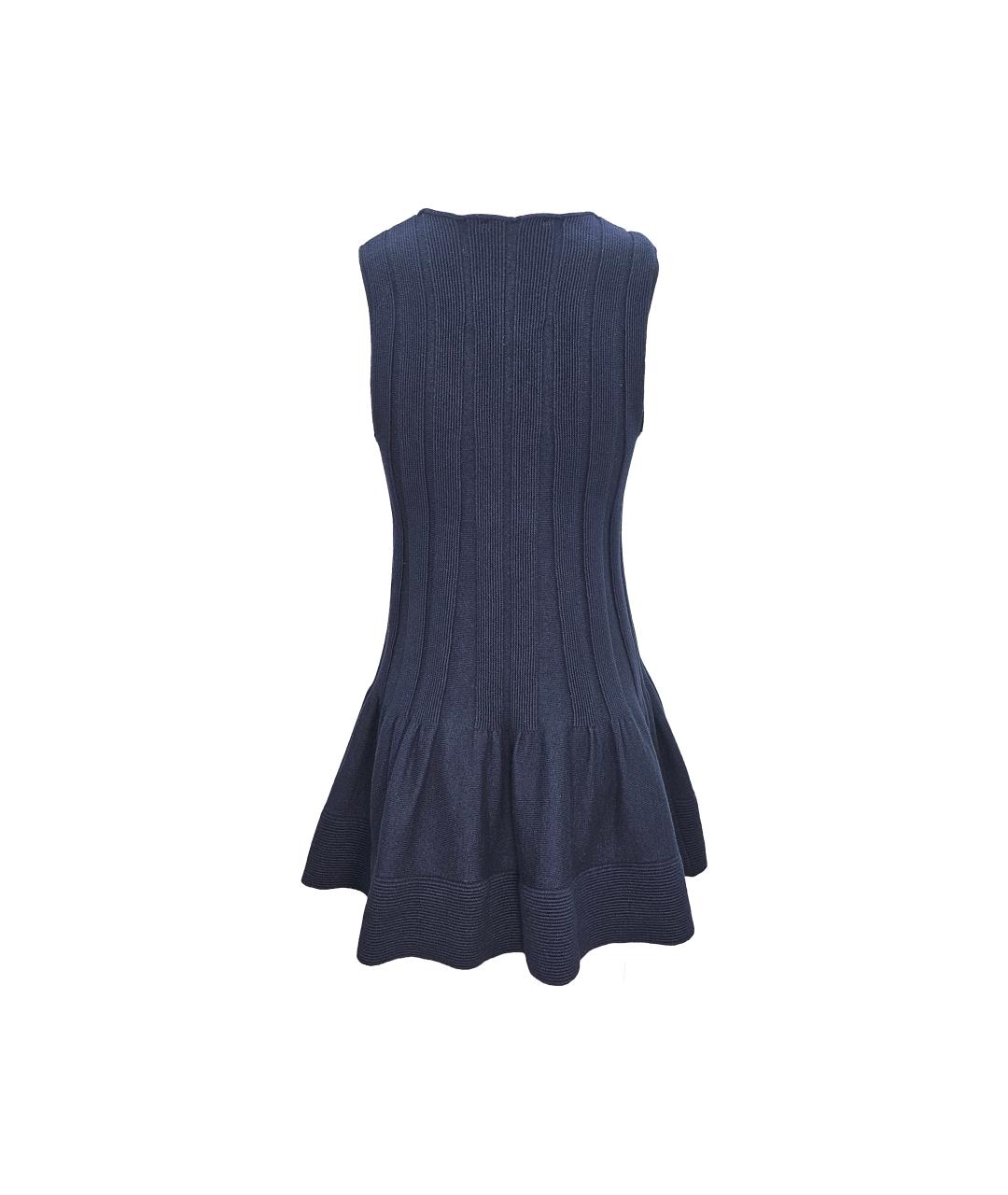 CHRISTIAN DIOR Синее шерстяное повседневное платье, фото 2