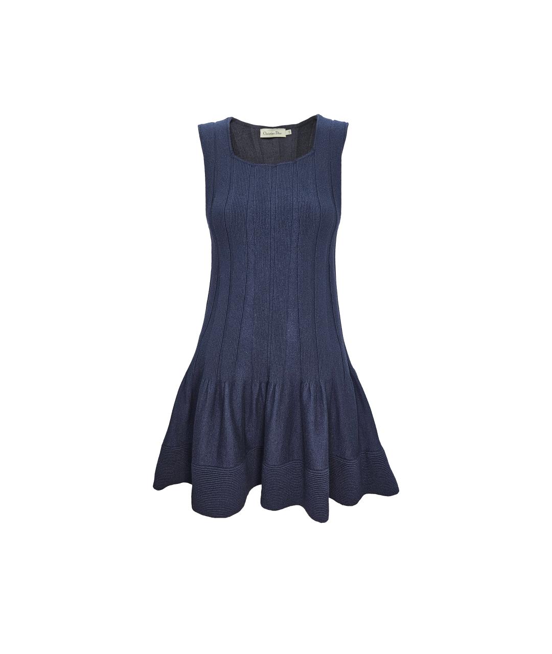 CHRISTIAN DIOR Синее шерстяное повседневное платье, фото 6
